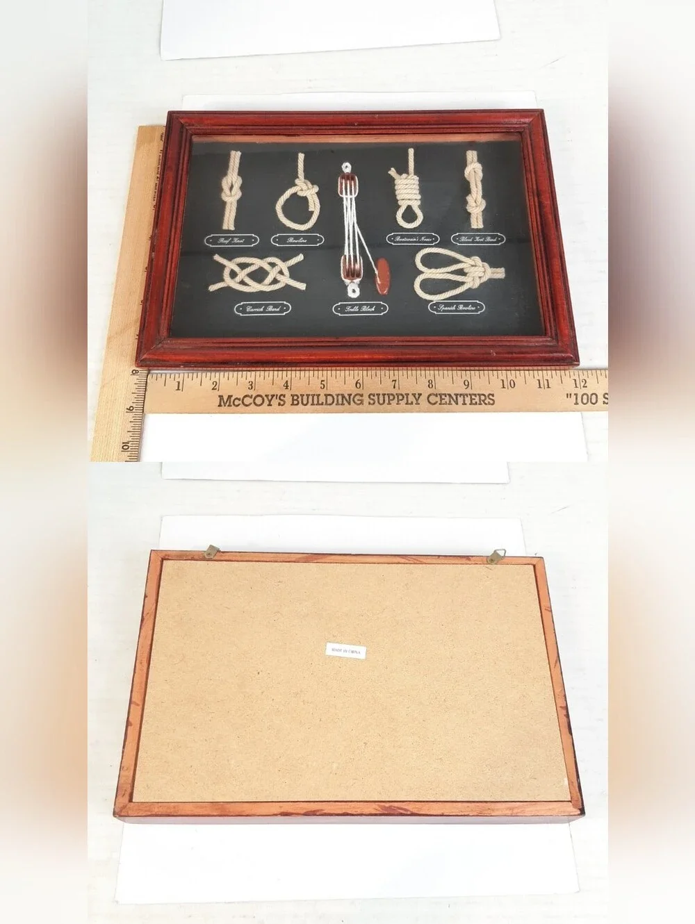 🛍Sailors Rope Knot Identification Framed Shadow Box Wall Hanging Display